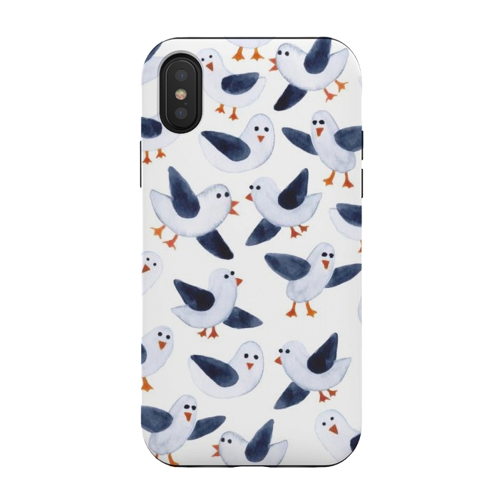 iPhone Xs / X StrongFit Salt and Pepper Seagulls by gingerlique