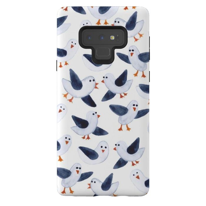 Galaxy Note 9 StrongFit Salt and Pepper Seagulls by gingerlique