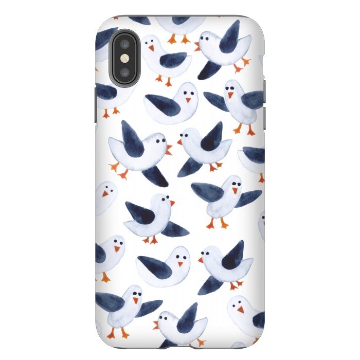 iPhone Xs Max StrongFit Salt and Pepper Seagulls by gingerlique