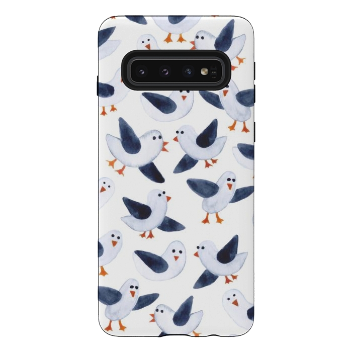 Galaxy S10 StrongFit Salt and Pepper Seagulls by gingerlique
