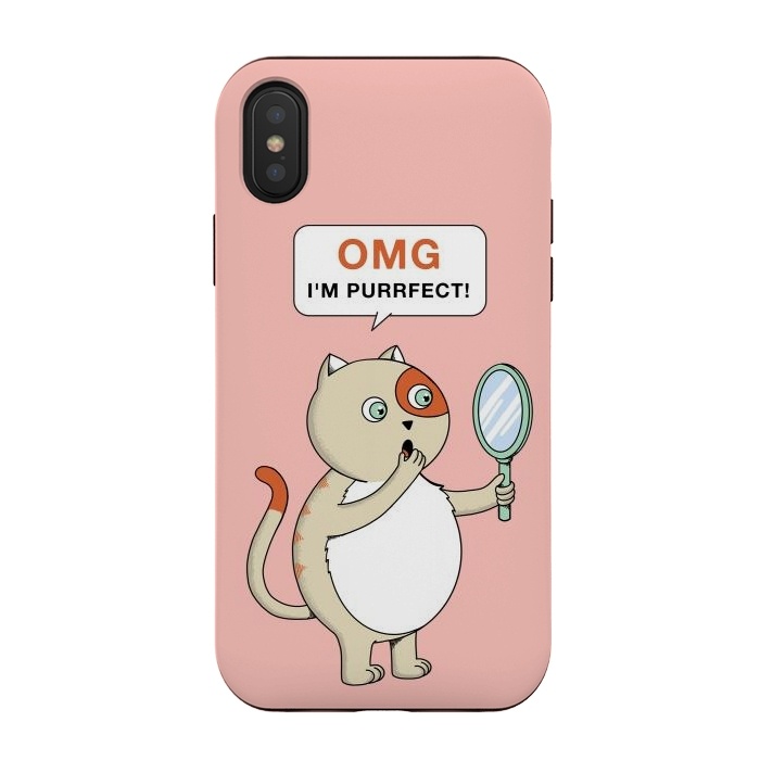 iPhone Xs / X StrongFit Cat Perfect Pink by Coffee Man