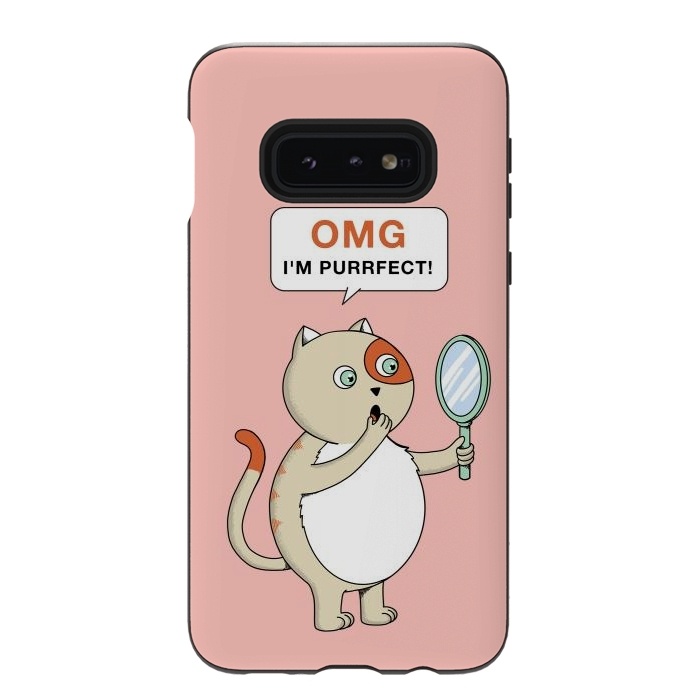 Galaxy S10e StrongFit Cat Perfect Pink by Coffee Man