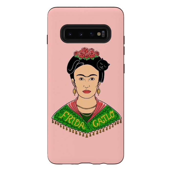 Galaxy S10 plus StrongFit Frida Catlo Pink by Coffee Man