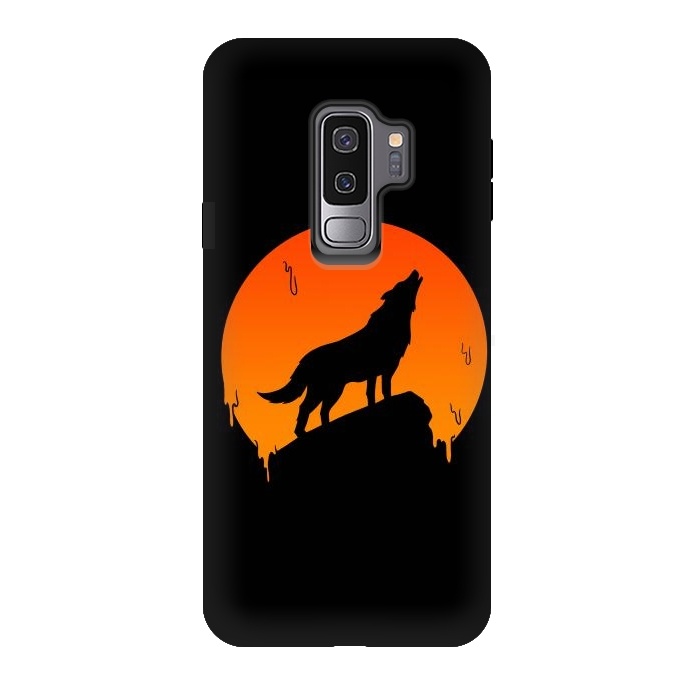 Galaxy S9 plus StrongFit Wolf and Moon by Coffee Man