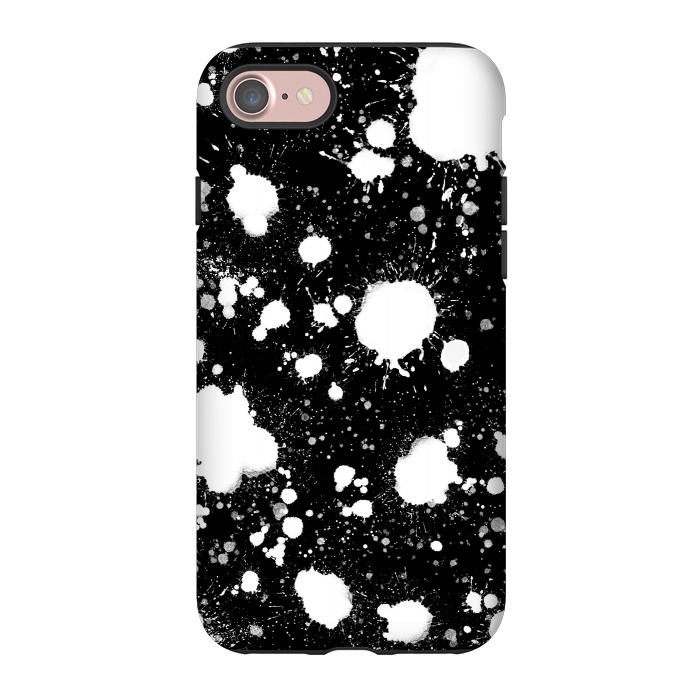 iPhone 7 StrongFit Black and white paint splatter  by Melissa Pedersen