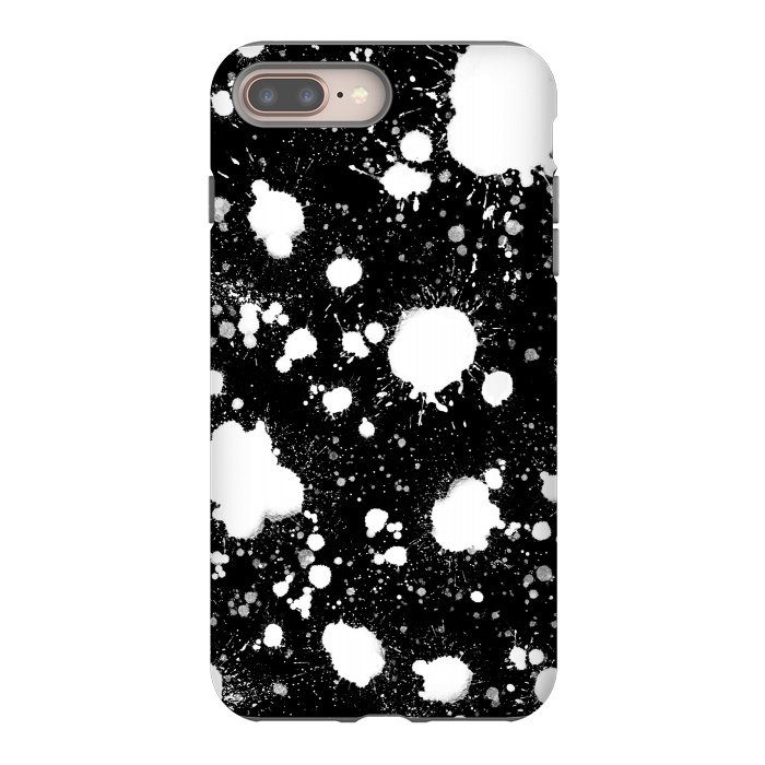 iPhone 7 plus StrongFit Black and white paint splatter  by Melissa Pedersen