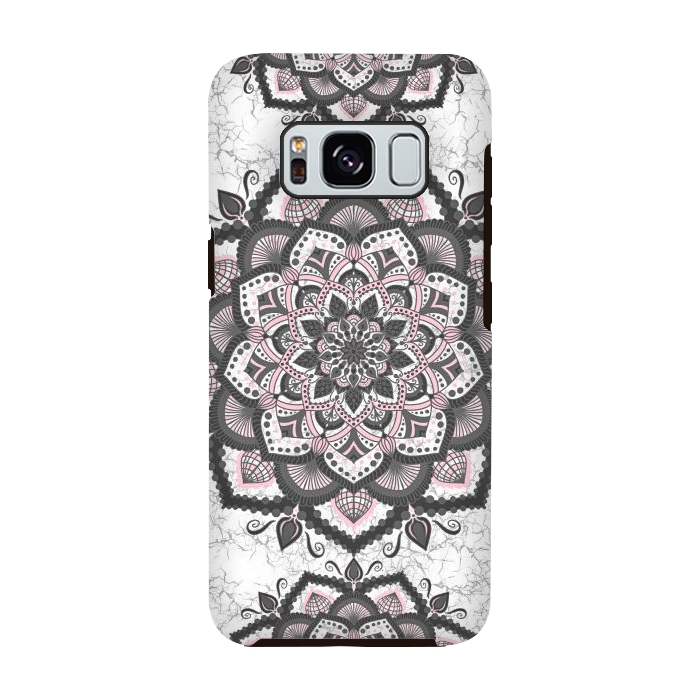 Galaxy S8 StrongFit Black pink mandala flower by Jms
