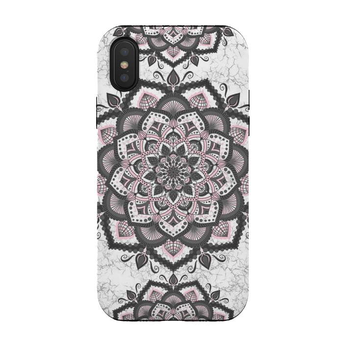 iPhone Xs / X StrongFit Black pink mandala flower by Jms