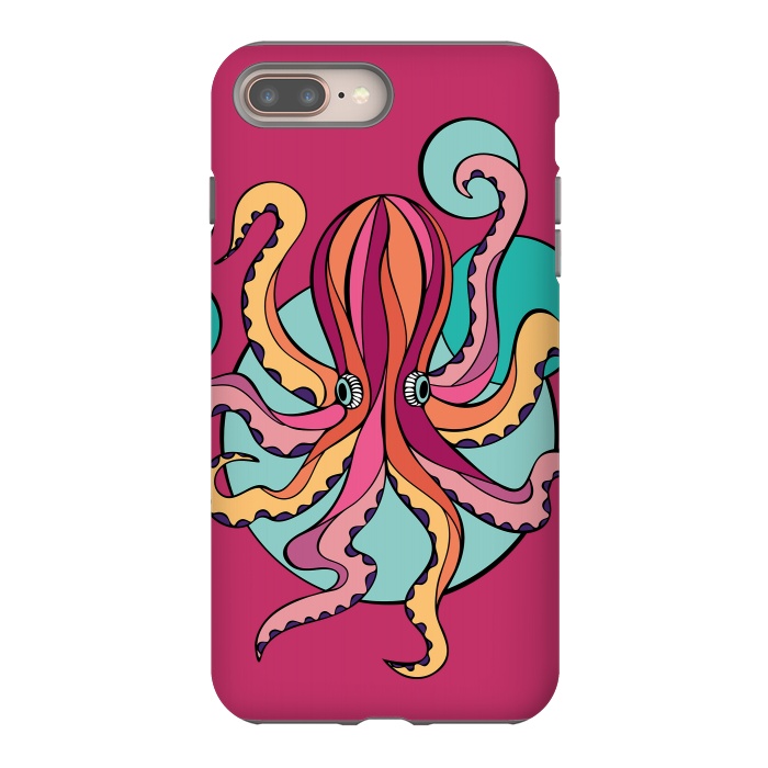 iPhone 7 plus StrongFit Pink Octopus III by Majoih