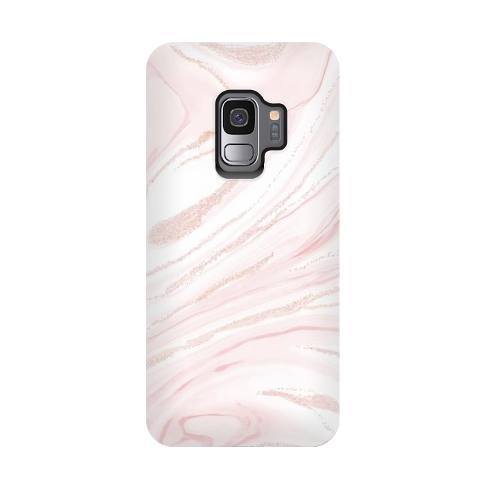 Galaxy S9 StrongFit Modern blush pink marbleized abstract design by InovArts