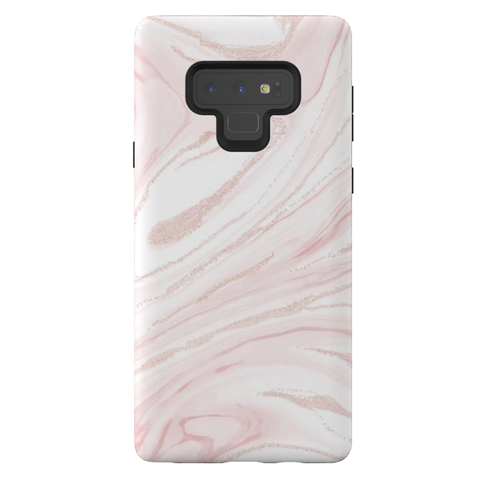 Galaxy Note 9 StrongFit Modern blush pink marbleized abstract design by InovArts