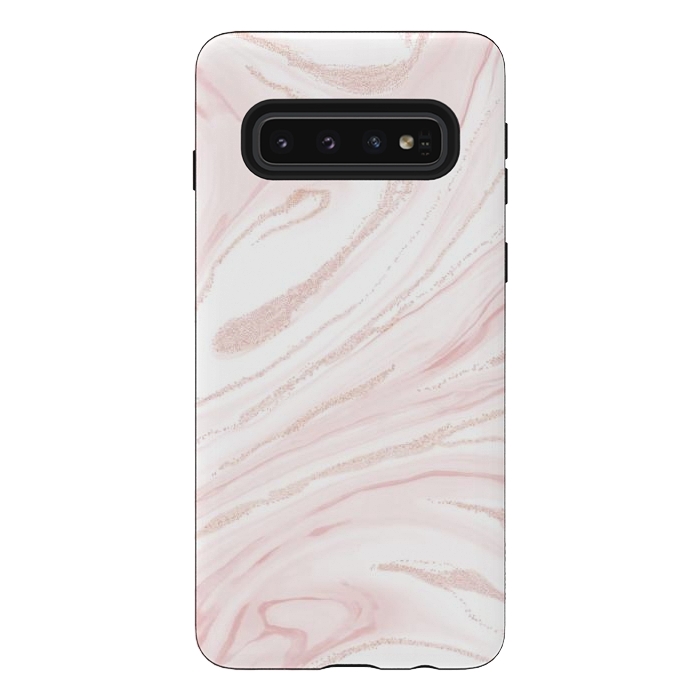 Galaxy S10 StrongFit Modern blush pink marbleized abstract design by InovArts