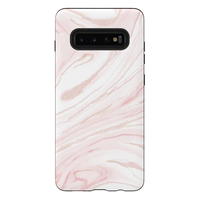 Galaxy S10 plus StrongFit Modern blush pink marbleized abstract design by InovArts