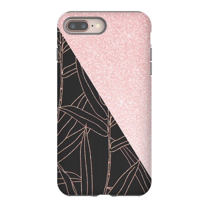 iPhone 7 plus StrongFit Elegant rose gold bamboo foliage pink design  by InovArts