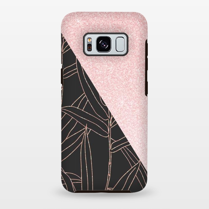 Galaxy S8 plus StrongFit Elegant rose gold bamboo foliage pink design  by InovArts