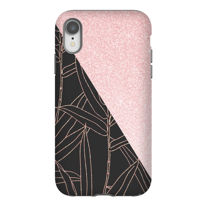 iPhone Xr StrongFit Elegant rose gold bamboo foliage pink design  by InovArts