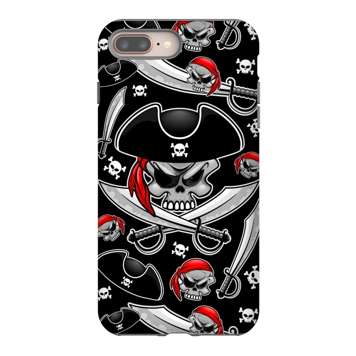 iPhone 7 plus StrongFit Skull Pirate Captain with Crossed Sabers by BluedarkArt