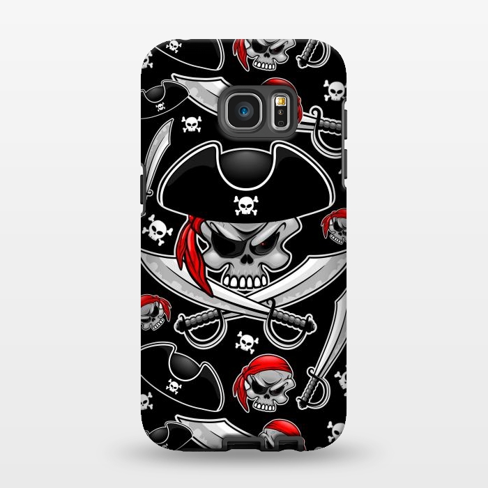 Galaxy S7 EDGE StrongFit Skull Pirate Captain with Crossed Sabers by BluedarkArt