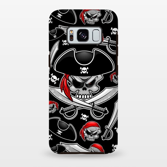 Galaxy S8 plus StrongFit Skull Pirate Captain with Crossed Sabers by BluedarkArt