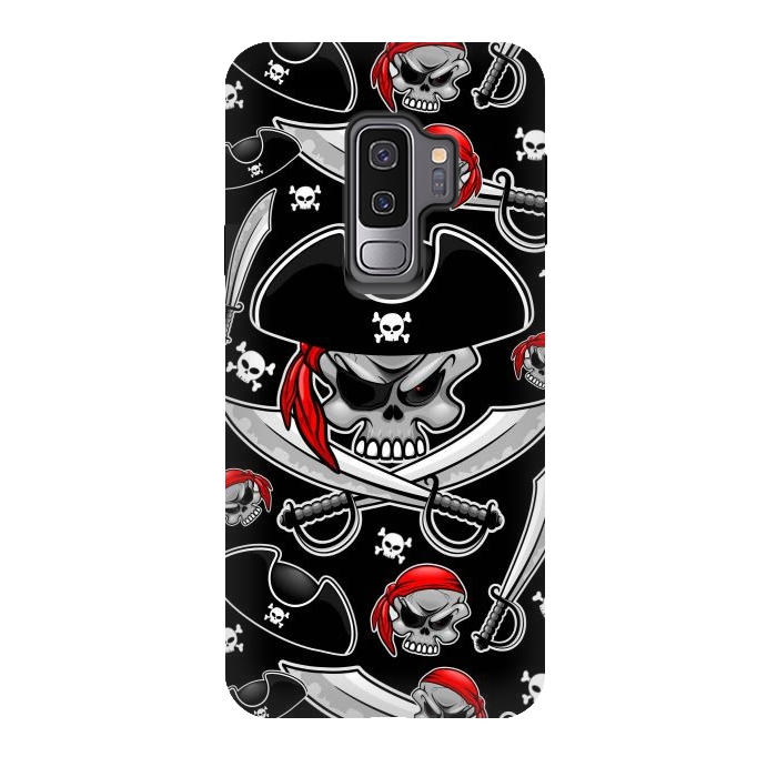 Galaxy S9 plus StrongFit Skull Pirate Captain with Crossed Sabers by BluedarkArt