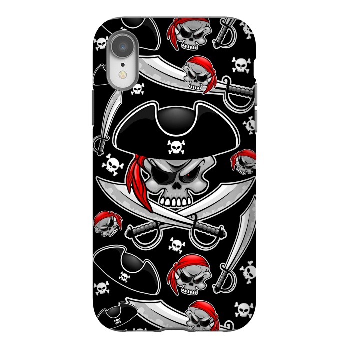 iPhone Xr StrongFit Skull Pirate Captain with Crossed Sabers by BluedarkArt
