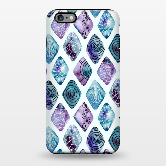 iPhone 6/6s plus StrongFit Patterned Watercolor Diamonds Blue  by Tigatiga