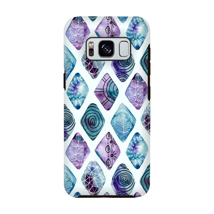 Galaxy S8 StrongFit Patterned Watercolor Diamonds Blue  by Tigatiga