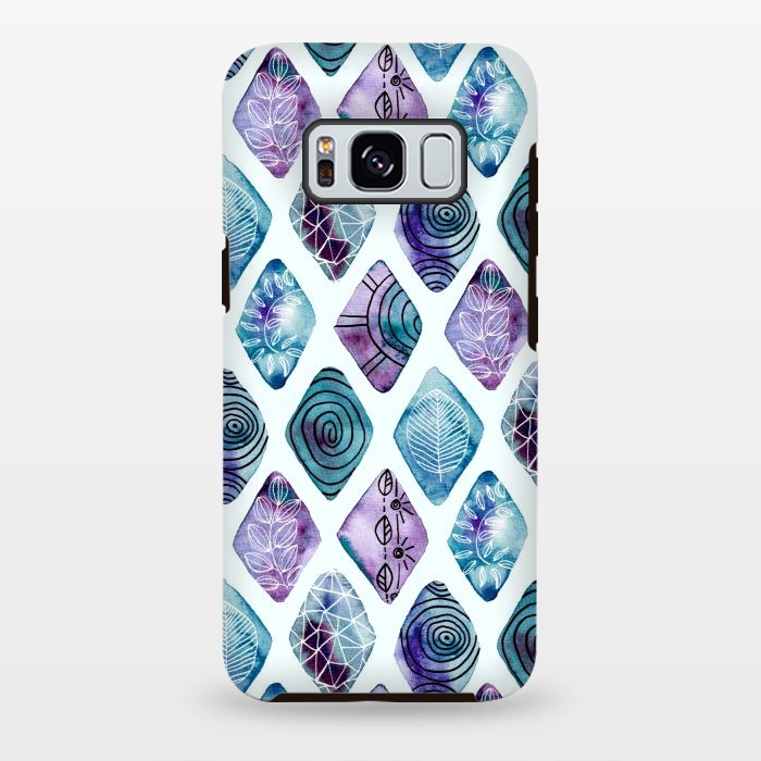 Galaxy S8 plus StrongFit Patterned Watercolor Diamonds Blue  by Tigatiga