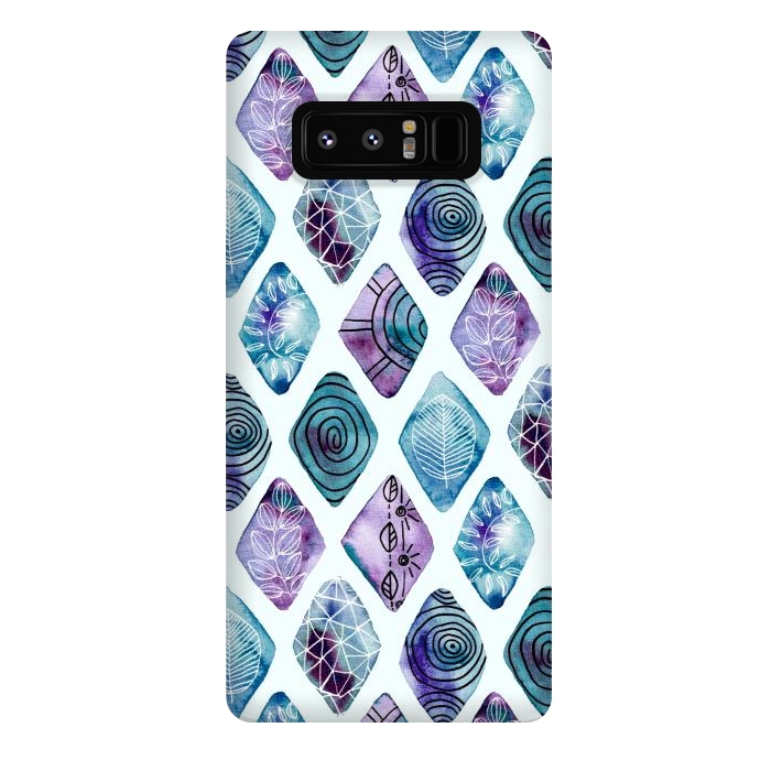 Galaxy Note 8 StrongFit Patterned Watercolor Diamonds Blue  by Tigatiga