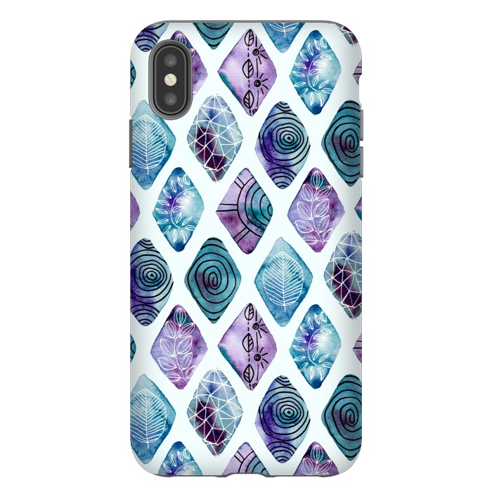 iPhone Xs Max StrongFit Patterned Watercolor Diamonds Blue  by Tigatiga