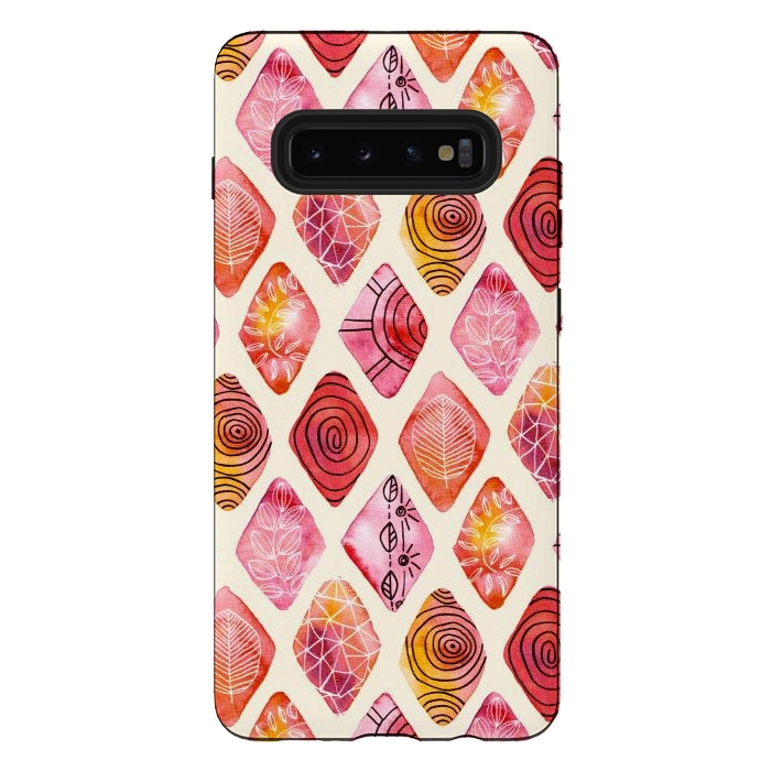 Galaxy S10 plus StrongFit Patterned Watercolor Diamonds  by Tigatiga