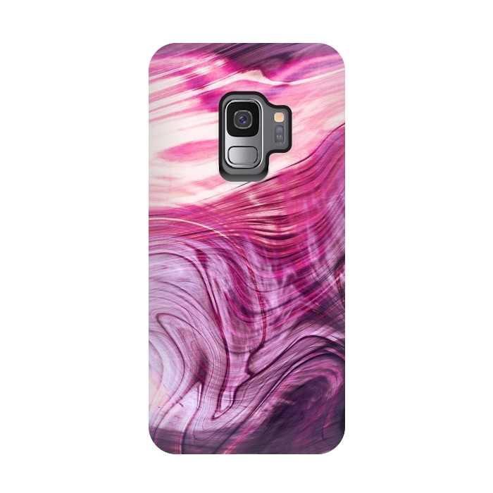 Galaxy S9 StrongFit Pink purple marble waves by Oana 