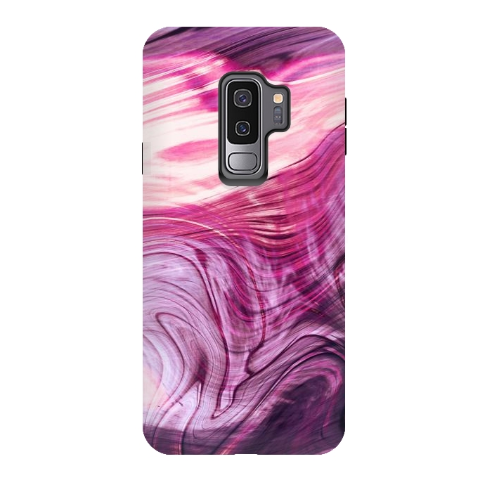 Galaxy S9 plus StrongFit Pink purple marble waves by Oana 