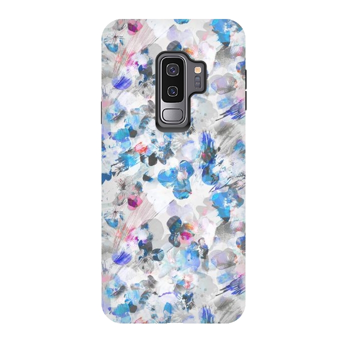 Galaxy S9 plus StrongFit Watercolor splattered pansies by Oana 