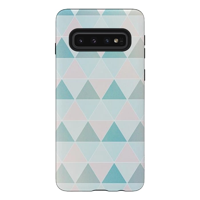 Galaxy S10 StrongFit Pink blue Triangles  by Jms