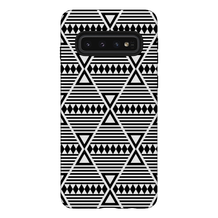 Galaxy S10 StrongFit black tribal triangles  by TMSarts