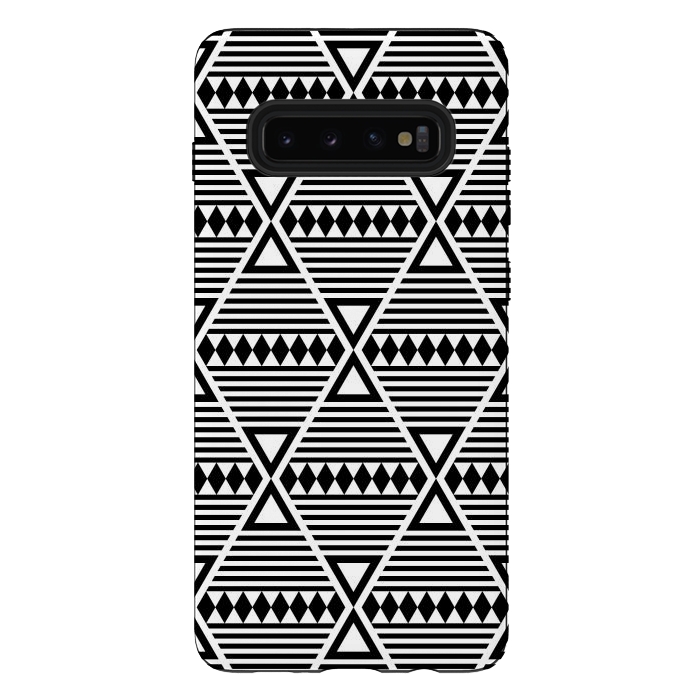 Galaxy S10 plus StrongFit black tribal triangles  by TMSarts
