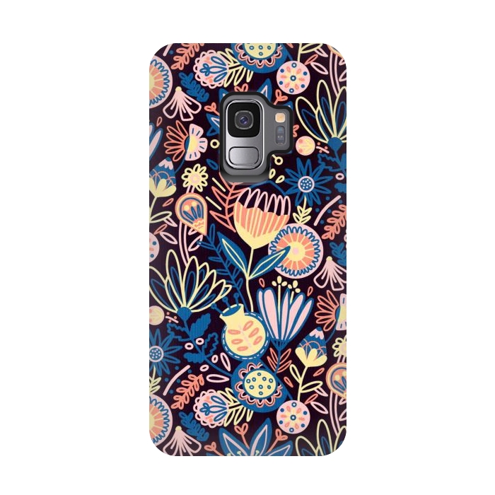 Galaxy S9 StrongFit Dark Floral  by Tigatiga
