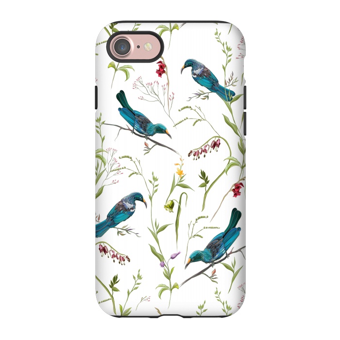 iPhone 7 StrongFit Birds in flowers by Elzbieta Malyska