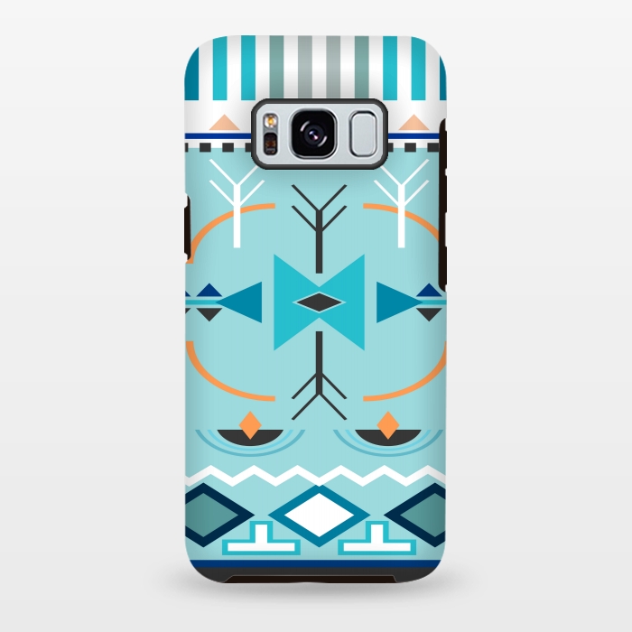 Galaxy S8 plus StrongFit blue aztec print by MALLIKA