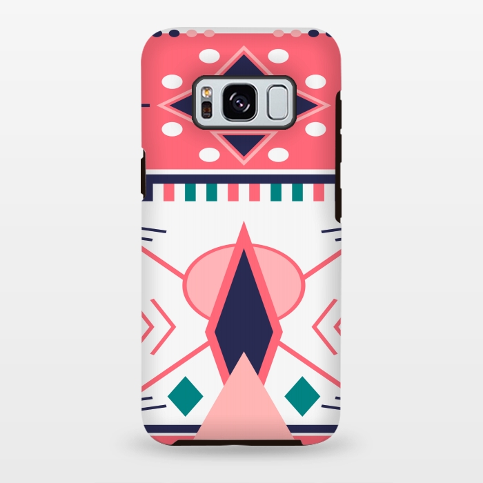 Galaxy S8 plus StrongFit pink blue aztec print by MALLIKA
