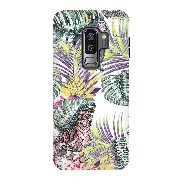 Galaxy S9 plus StrongFit Jungle fever - wild animals and colorful leaves by Oana 
