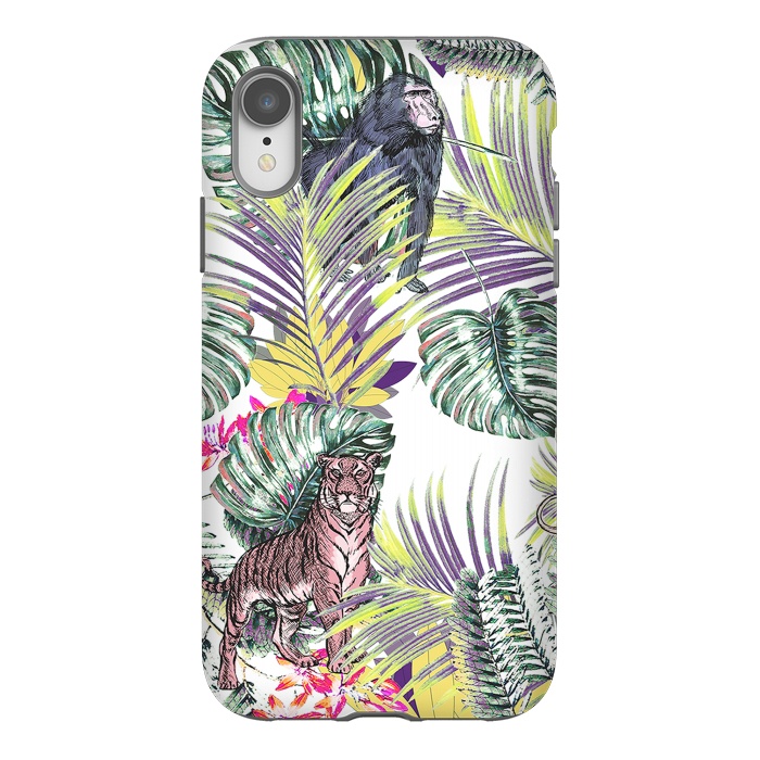 iPhone Xr StrongFit Jungle fever - wild animals and colorful leaves by Oana 