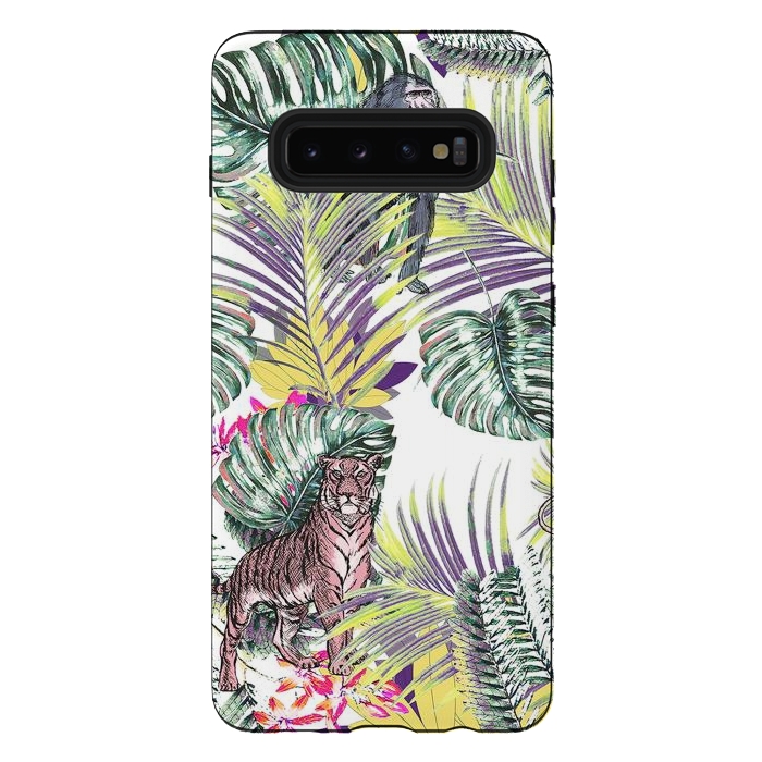 Galaxy S10 plus StrongFit Jungle fever - wild animals and colorful leaves by Oana 