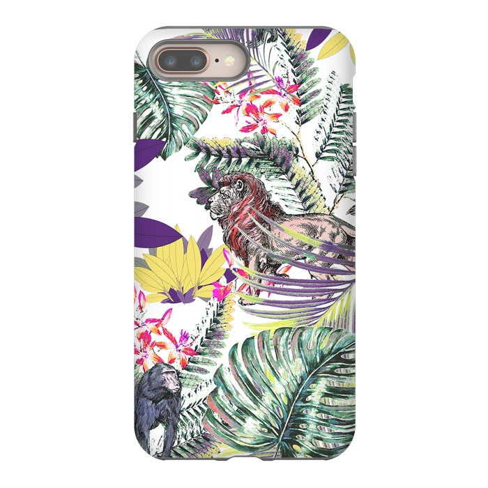 iPhone 7 plus StrongFit Lion and colorful tropical plants by Oana 