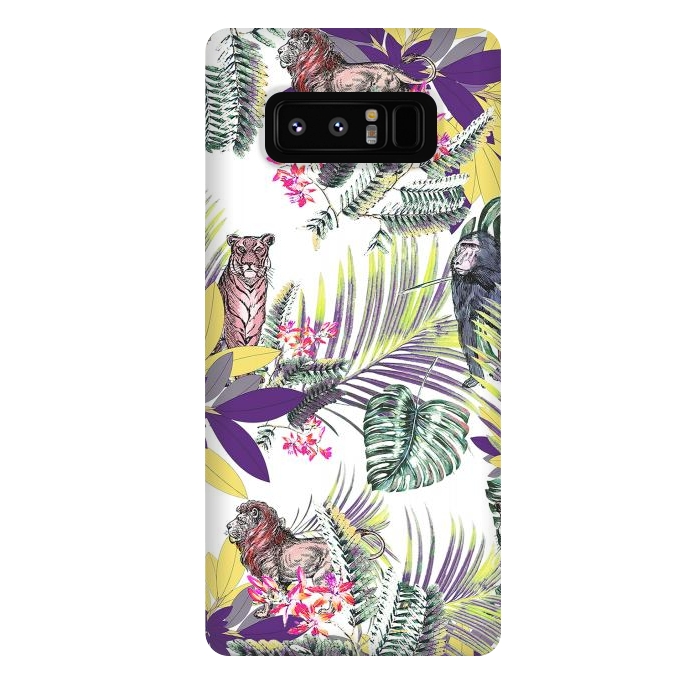 Galaxy Note 8 StrongFit Colorful jungle leaves and wild animals pattern by Oana 