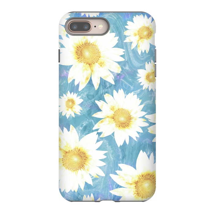 iPhone 7 plus StrongFit Pastel sunflowers and blue  pattern by Oana 