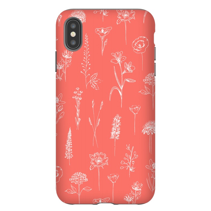 iPhone Xs Max StrongFit Patagonian wildflowers - Coral by Anis Illustration
