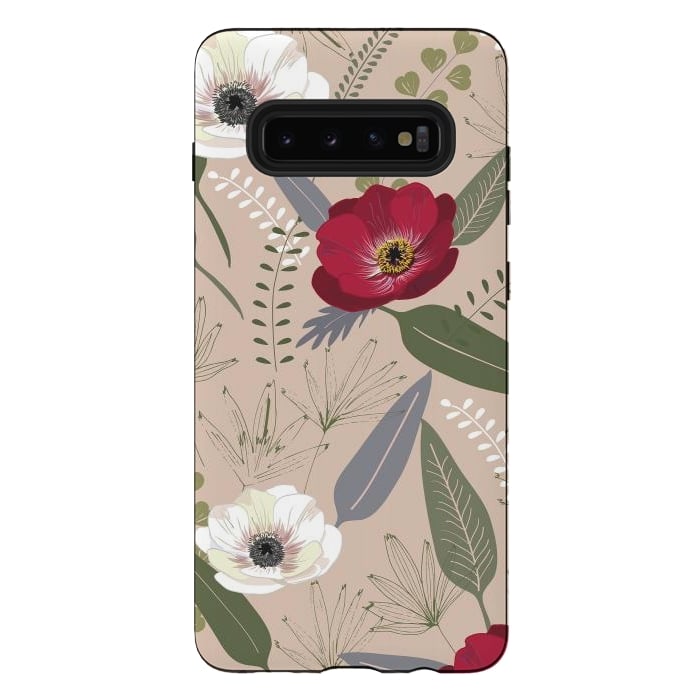 Galaxy S10 plus StrongFit Anemones Pattern by Anis Illustration
