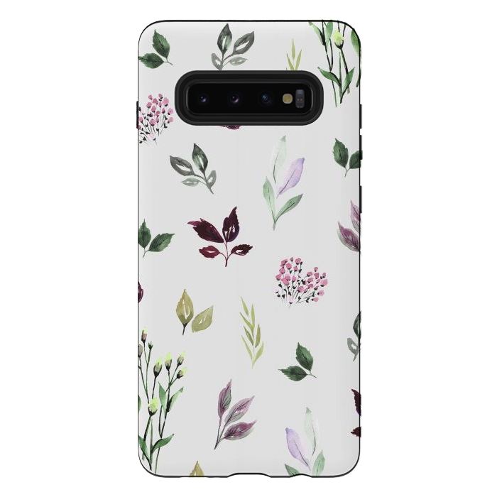 Galaxy S10 plus StrongFit Watercolor Leaves  by Anis Illustration